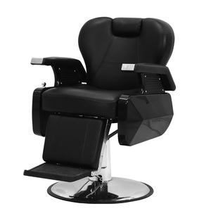 Sillón de Barbero Profesional Sillas de Peluquería con Bomba Hidráulica en Cuero Sintético Negro para Hombre - Product Image 1