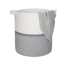 Panier à linge tissé en corde de coton naturel, très grand, plusieurs couleurs mélangées, parfait, pour jouets, vêtements de bébé