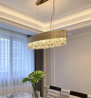 Lustre de salle à manger en cristal K9 linéaire de luxe italien, luminaire suspendu en cuivre massif pour la décoration de table haut de gamme
