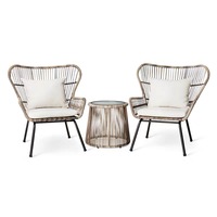 Chaise de salle à manger en aluminium résistante à l'eau, style nordique, en rotin et corde, empilable, pour terrasse, restaurant, jardin, hôtel