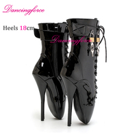 Bottines à talons hauts en acier de 18 cm, style fétiche extrême, dentelle, pour jeux SM, danseuses exotiques, bottes de ballet pour femmes