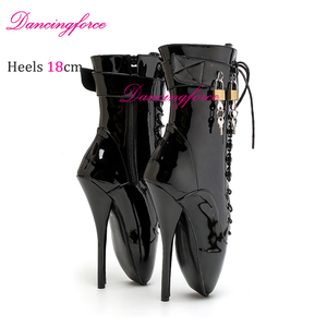 Bottines à talons hauts en acier de 18 cm, style fétiche extrême, dentelle, pour jeux SM, danseuses exotiques, <span class=keywords><strong>bottes</strong></span> de ballet pour femmes - Product Image 2