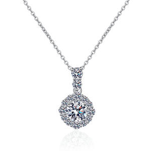 Fashion Round Full Diamond Moissanite <b>Pendant</b> S925 <b>Sterling</b> <b>Silver</b> <b>Necklace</b> Female - Product Image 1