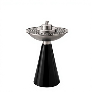 Mabkhara moderne noire, brûleur d'encens indien en métal argenté et résine, bois de santal, fait main, anti-odeur, décoration de luxe pour la maison, Ramadan - Product Image 1