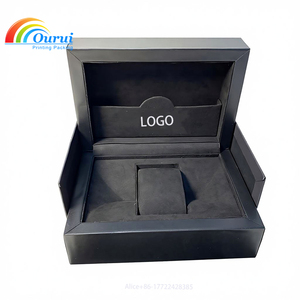 Factory Custom Luxury Black <b>Watch</b> Box with Black Velvet Lining, High quality Wooden <b>Watch</b> Packaging <b>Case</b> for Brand <b>Watches</b> - Product Image 4