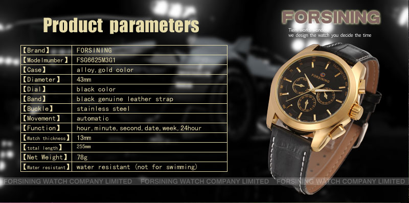 FORSINING 6625 элегантные китайские мужские механические часы Оригинальный Кожаный Ремешок Водонепроницаемые многофункциональные деловые часы