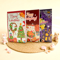 Carte de vœux pliée imprimée en couleur pour Noël, Thanksgiving, Halloween, pour offrir en cadeau, pour les fêtes, l'école, la vente au détail, en gros, OEM