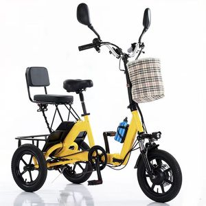 Tricycle électrique pliable de 16 pouces pour adultes, cadre en aluminium, moteur sans balais, 7 vitesses, panier, batterie lithium intégrée 48V 10.4AH, frein à disque - Product Image 2