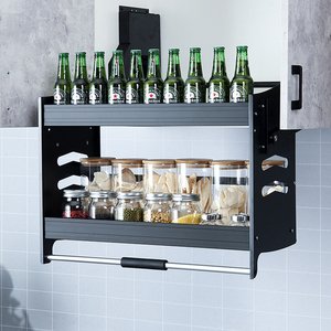 Modern Design Pull Down <b>Dish</b> Spice <b>Rack</b> System Chrome Plated 25KG Load Capacity Space Saving for Kitchen Cabinet Storage Kitchen - Product Image 4