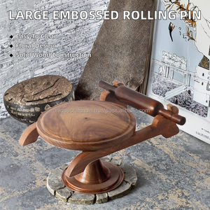 Rodillo de Masa Antiadherente de Madera con Diseño Floral de 35 cm, para Repostería y Pastelería - Product Image 2