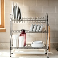 Égouttoir à vaisselle moderne en métal chromé à 3 niveaux avec 2 poignées, homologué NSF, pour cuisine domestique
