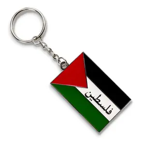 Produtos a granel chaveiros fabricante metal bandeira nacional palestina chaveiro