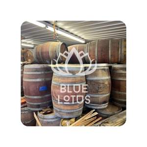 HOT SALE Blue Lotus Wooden Barrel 2025 Rustic Wooden Barrel Decor - Product Image 1