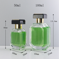 Meilleures ventes : Flacon de parfum de luxe vide en verre, 50ml 100ml, forme octogonale découpée au couteau, avec pulvérisateur à pompe et estampage à chaud, pour diffuseur à bâtonnets