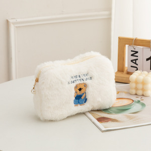 Sac à cosmétiques en peluche, trousse à crayons pour étudiants coréens, grande capacité de rangement, sac de voyage pour femmes, pochette à <span class=keywords><strong>maquillage</strong></span>, <span class=keywords><strong>cadeau</strong></span> pour filles - Product Image 5
