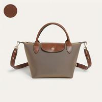 Sac à main pour femme de style Dumpling, en cuir véritable et nylon, sac à main polyvalent, mini sac à bandoulière