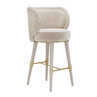 Tabourets de bar modernes de luxe léger, chaises hautes robustes pour usage domestique et commercial, salle à manger/salon, construction en bois et velours