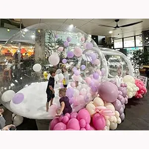 Diseño de moda Cúpula transparente inflable Túnel único Tienda de burbujas Casa de burbujas con globos para niños