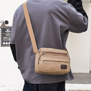 Fashion Outdoor Wholesale Custom Logo Durable <b>Large</b> Capacity Waterproof Men's Fashion <b>Canvas</b> Crossbody Messenger <b>Bag</b> - Product Image 6