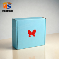 Boîte en carton en gros, petite boîte d'expédition en carton ondulé bleue avec logo personnalisé, boîte d'expédition personnalisée pour courrier aérien