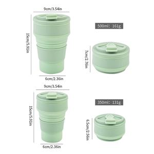 Vente en gros de gobelets en silicone 350 ml, bouteille d'eau portable, gobelet à café réutilisable en silicone avec couvercle, gobelet pliable en silicone - Product Image 6