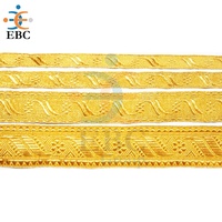 Dentelle tressée métallique dorée OEM, garniture personnalisée en fil de bouillon, lacets tissés à la machine, durables, écologiques, vente en gros pour vêtements