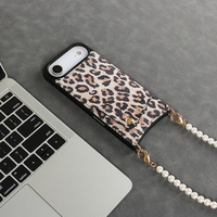 Vente en gros d'étuis de téléphone en cuir véritable à imprimé léopard de luxe personnalisés avec porte-cartes pour iPhone