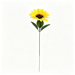 Fleur artificielle <span class=keywords><strong>de</strong></span> tournesol en <span class=keywords><strong>soie</strong></span> <span class=keywords><strong>de</strong></span> 41 cm, tige unique avec feuilles, pour mariage, fête, décoration <span class=keywords><strong>de</strong></span> table, décoration intérieure, vente en gros - Product Image 2