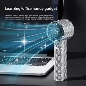 Mini Ventilador de Mano con Diamantes, Recargable por USB, Portátil, con Pantalla Digital, para Viajes, Oficina y Exteriores - Product Image 4