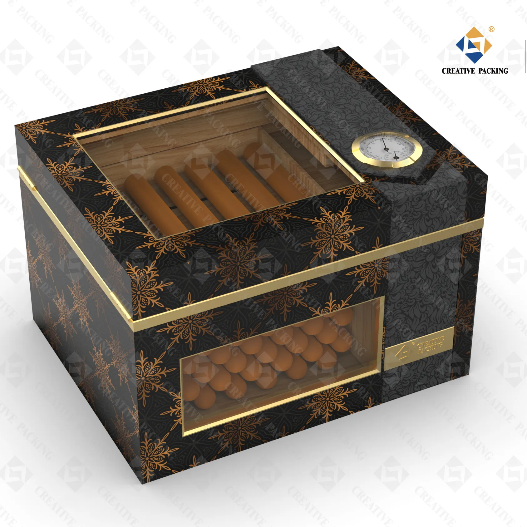 Creativepacking ซิการ์ไม้ซีดาร์สเปน,กล่องซิการ์ฝากระจกเก็บซิการ์