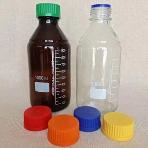 Bouteille en <span class=keywords><strong>verre</strong></span> de laboratoire de 25ml 50ml 100ml 250ml 500ml 1000ml avec bouchon à vis bleu Bouteille de réactif de stockage de médias avec ligne de mesure - Product Image 5