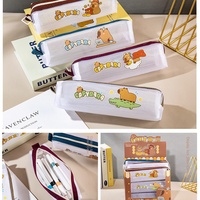 Nouveau Kappi Bala étui à papeterie sac de rangement de crayon Transparent grande capacité pochette à fermeture éclair en maille de Nylon pour étudiants sac à crayons en PVC