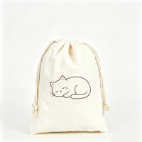 Sacs cadeaux en toile naturelle recyclable à cordon, imprimés sur mesure avec des dessins animés simples, vente en gros, sacs de rangement multi-usages pour petits objets