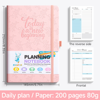 Carnet de planification A5 à couverture rigide gaufrée en cuir PU avec fermeture élastique, journal de planification quotidienne, papeterie personnalisée imprimée