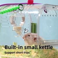 Kandang Hamster Tafit dengan Botol Air, Tas Pembawa Hewan Kecil Portabel untuk Gerbil dan Hamster Kerdil