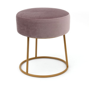 Customized pink Fabric Velvet <strong>Stool</strong> Chairs and <strong>Soft</strong> Ottoman Shoe <strong>Stool</strong> with Gold Matel Base - Product Image 1