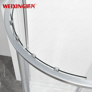 Cabine <span class=keywords><strong>de</strong></span> <span class=keywords><strong>douche</strong></span> anti-explosion moderne en aluminium chromé avec double porte coulissante en verre trempé et plateau en forme <span class=keywords><strong>de</strong></span> sector - Product Image 5