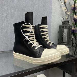 Chaussures de skate montantes pour hommes Owens Designer, bottines décontractées pour couple, chaussures streetwear noires tendance - Product Image 1