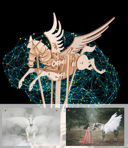 Nouveaux puzzles 3D DIY 2021, puzzles pour adultes, <span class=keywords><strong>chevalier</strong></span>, pégase, artisanat, jouets en bois pour enfants, éducation précoce, assemblage pour enfants - Product Image 3