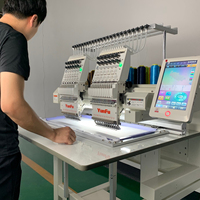 Machine à broder automatique Janome YunFu à deux têtes, 12-15 aiguilles, pour broderie de t-shirts, avec table de travail personnalisée A15