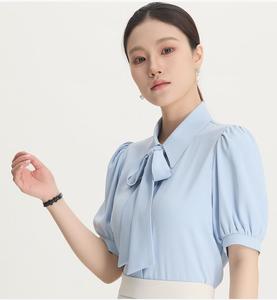 Blusa <span class=keywords><strong>de</strong></span> Gasa con Lazo y Manga Corta para Mujer, Resistente a las Arrugas, para Oficina, Maestra, Entrevista <span class=keywords><strong>de</strong></span> <span class=keywords><strong>Trabajo</strong></span>, Uniforme - Product Image 4