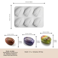 Moule en silicone 6 cavités pour mousse de pistache, qualité alimentaire, résistant au four, pour gâteau au chocolat, logo personnalisé, pour chaînes de boulangeries, production en série, usine