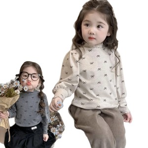 Girls' Base Layer Shirt Thick Fleece-lined Winter Top Gray Apricot White Cross-border E-commerce Children's T-shirts - Product Image 4