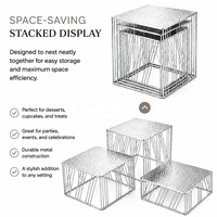 XINGPAI Premium OEM – Support de buffet carré empilable 3 pièces, finition miroir martelé, rehausseur de buffet à étages pour banquets de mariage de luxe