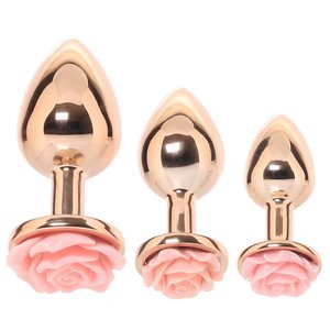 New Rose Gold Metal anal <b>plug</b> shorts small <b>medium</b> large 3 size super big anal <b>butt</b> <b>plug</b> sex toy for women man couple - Product Image 1