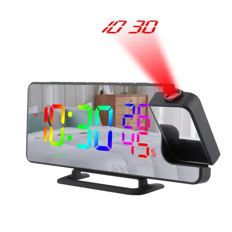 Wandklokken Voor Slaapkamer Custom Klok Projector Led Geprojecteerde Thermometer Italyan 2021 Hot Sale Alarm Kopen Online Sjabloon