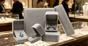 Eco-Friendly Handmade Multi-size Flip Jewelry Boxes with Magnetic Closure Rigid Cardboard Base Wrapped in Delicate Grey Velvet - Product Image 5