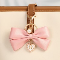 Porte-clés Nœud Papillon de Luxe Tendance pour Cheerleading, Charm Mignon pour Sac à Main, Pendentif Perle, Porte-clés Fait Main, Anneau de Clé Nœud Papillon, Porte-clés Cœur