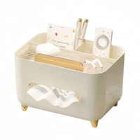 Boîte à mouchoirs de luxe style crème avec organisateur de télécommandes, distributeur de serviettes de table pour salon et table basse