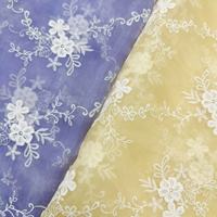 Tissu en dentelle brodée en organza de luxe, bord festonné, tulle floral pour robe de mariée, rideaux, décoration intérieure, artisanat